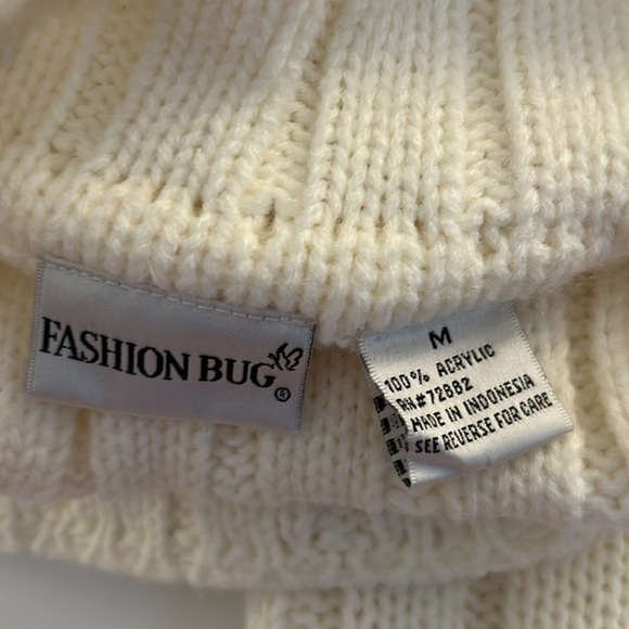 Fashion Bug Cream Coastal Cable Knit Fisherman Turtleneck Sweater Size Medium - Picture 5 of 5